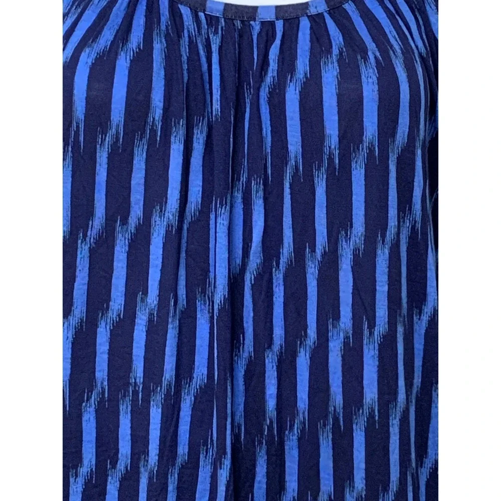 Michael Michael Kors Women's Blue Ikat Stripe Viscose Scoop Neck Blouse XL